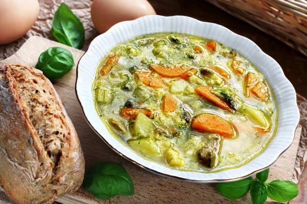 Egg vegetable soup — Stock Photo, Image