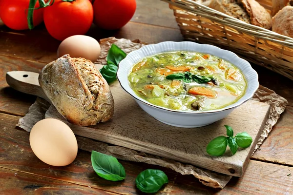 Egg vegetable soup — Stock Photo, Image