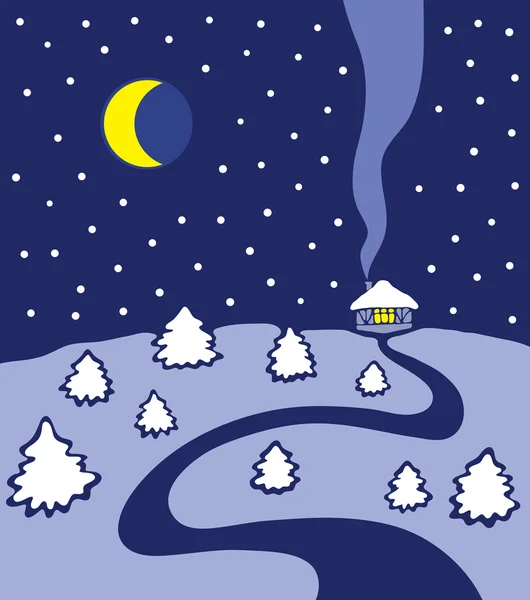Winternacht — Stockvector