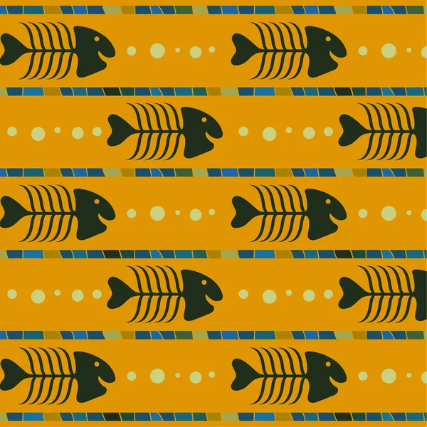 Seamless pattern with skeleton of fish — Stock Vector