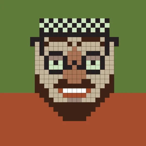 Pixel homme avec des lunettes — Image vectorielle