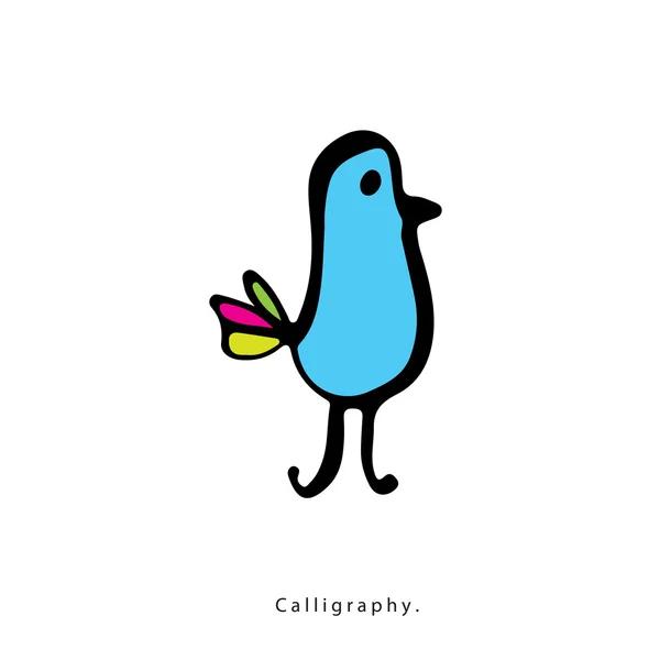 Blauwe vogel pictogram. — Stockvector