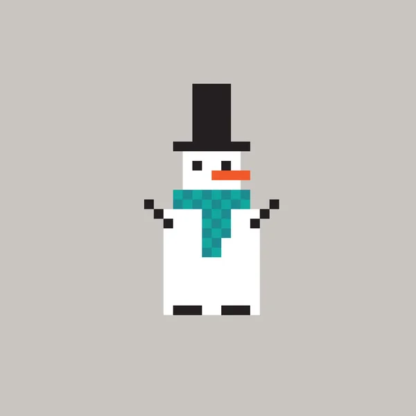 Pixel muñeco de nieve — Vector de stock