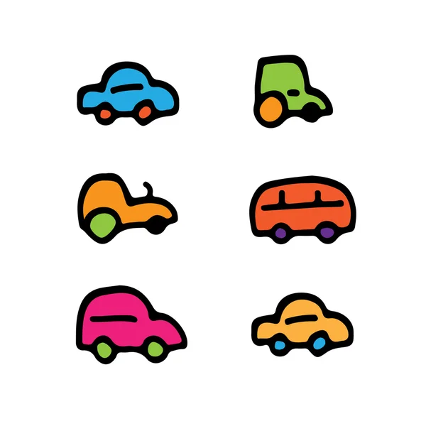 Auto colorate per bambini. Imposta icona — Vettoriale Stock