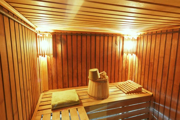 Sauna with ready accessories for washing — Stock Photo, Image