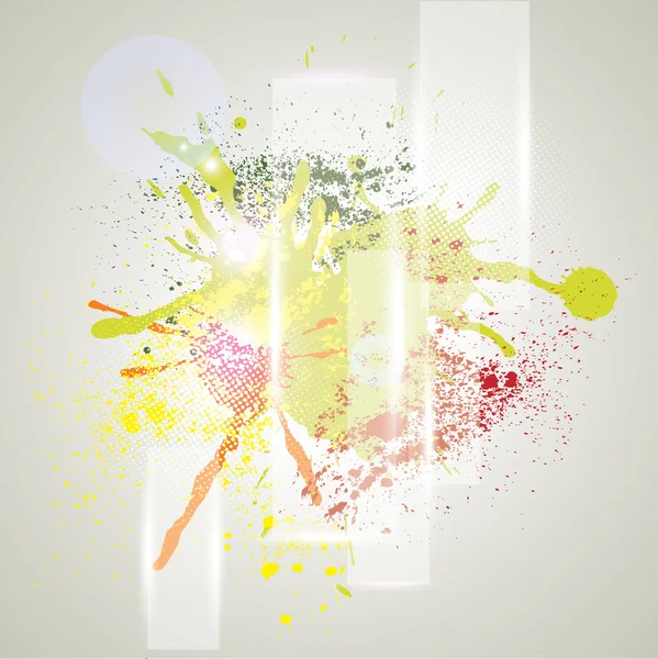 Fond grunge lumineux avec des éclaboussures de peinture — Image vectorielle