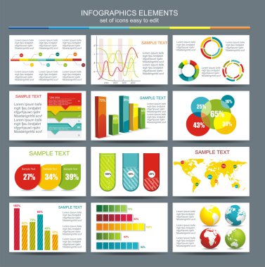 ayrıntı Infographic vektör çizim. Dünya Haritası ve Bilişim