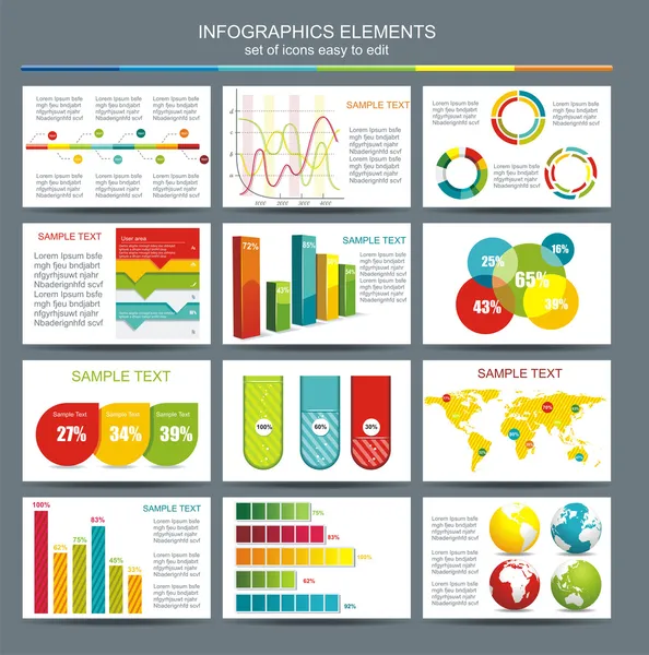 Illustration vectorielle infographique détaillée. Carte du monde et information — Image vectorielle