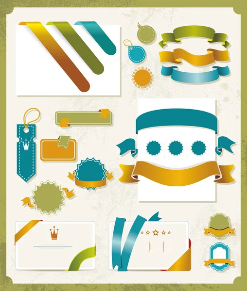 Set of retro ribbons and labels. Vector illustration — Stock Vector