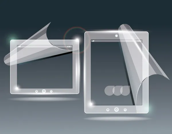 Tablet touchscreen con pulsanti trasparenti . — Vettoriale Stock