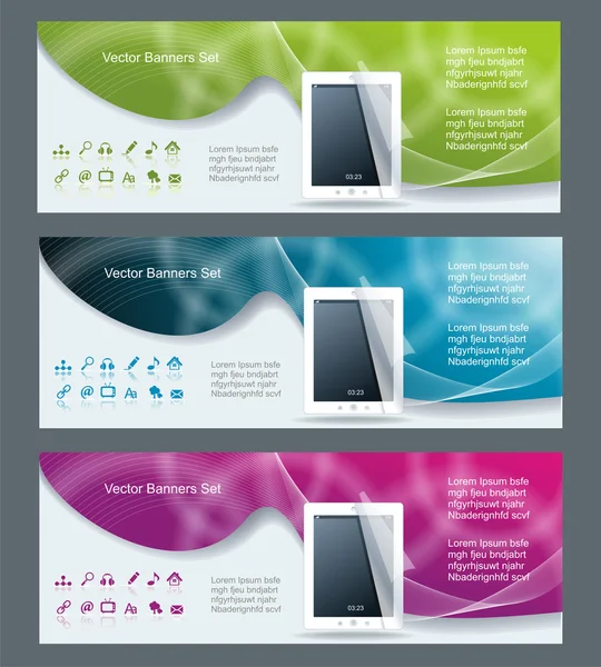 Collection bannière conception tablette pc ordinateur — Image vectorielle