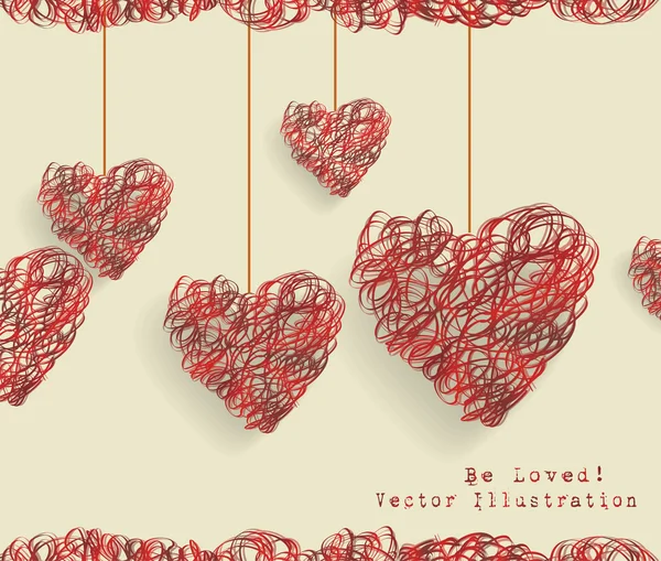 Valentine den doodle srdce — Stockový vektor