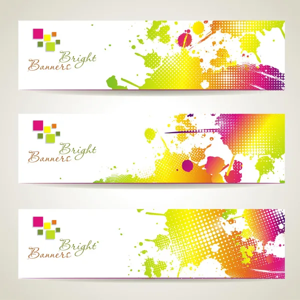 Conjunto de três banners, cabeçalhos abstratos com manchas brilhantes — Vetor de Stock