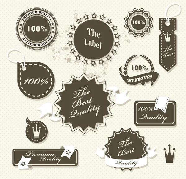 Ensemble d'insignes et d'étiquettes de qualité premium rétro vintage — Image vectorielle