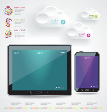 Ortasında dokunmatik ekran akıllı telefonu olan modern Infographic.