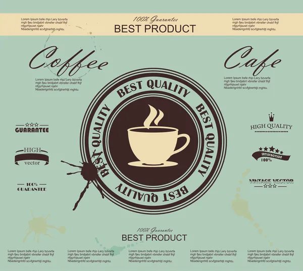 Retro Vintage Kaffee Hintergrund mit Typografie — Stockvektor