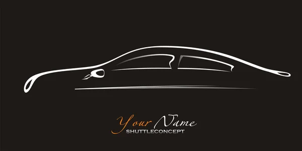 Voiture. Silhouette de la vieille voiture sur fond noir. Art vectoriel — Image vectorielle