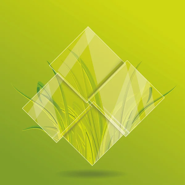 Milieuconcept. Gras achter het glas. — Stockvector