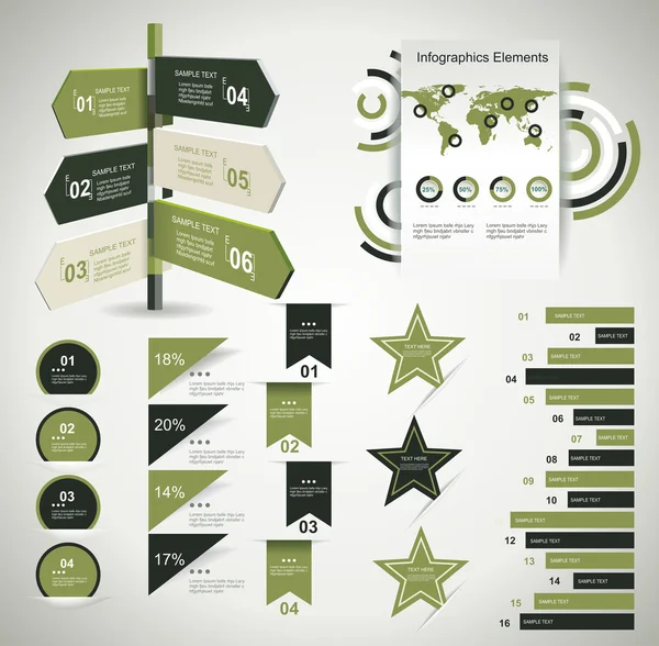Modelo de design infográfico com etiquetas de papel — Vetor de Stock