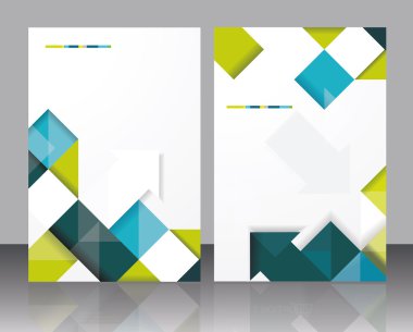 Vector brochure template design with cubes and arrows elements.