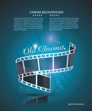 Altın yıldızlı film şeridi. Vektör sinema arka planı.