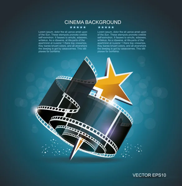 Film strip roll with gold star. Vector cinema background. — Stock Vector