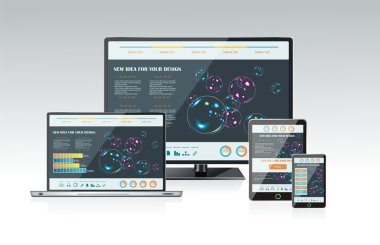 set bilgisayar cihazları - dizüstü bilgisayar, monitör, tablet pc, smartphone
