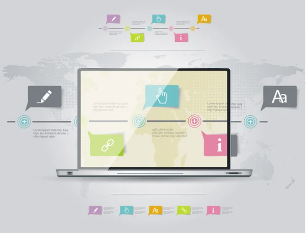 Infographic formgivningsmall med laptop. — Stock vektor