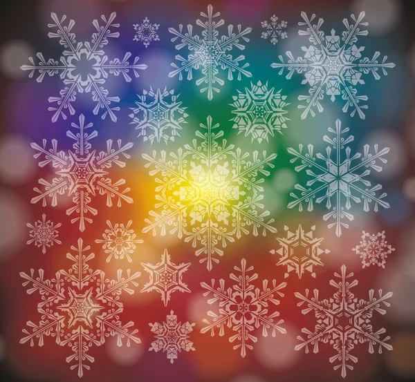 Ilustración vectorial de un fondo invernal con copos de nieve — Archivo Imágenes Vectoriales