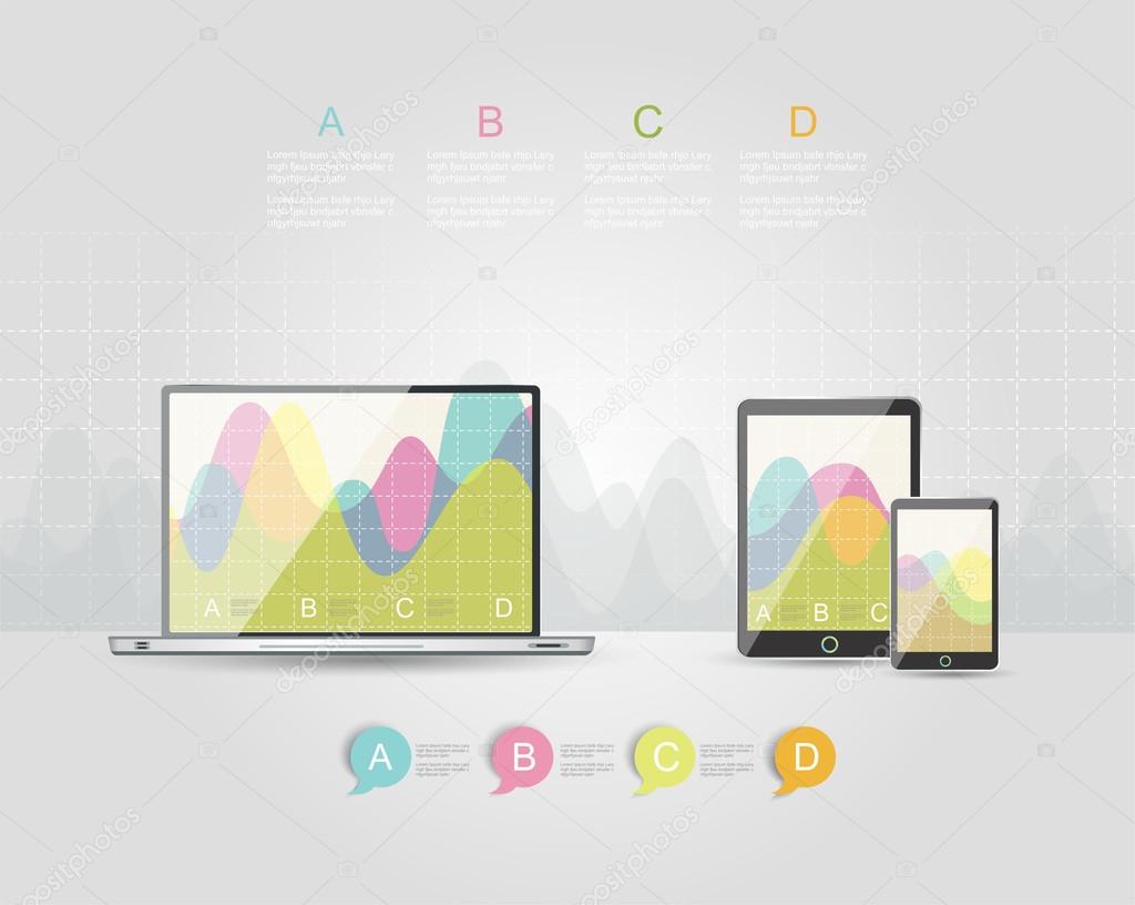 Infographic design template with laptop.