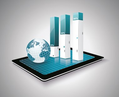 Tablet PC 'de Modern Infographic