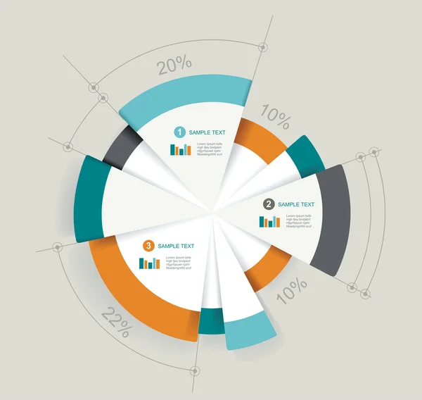 Gráfico circular comercial para documentos e informes para documentos — Vector de stock