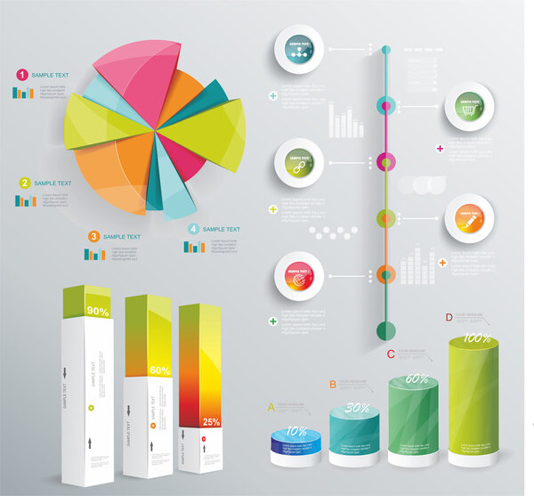 Time Line design template with diagram set.