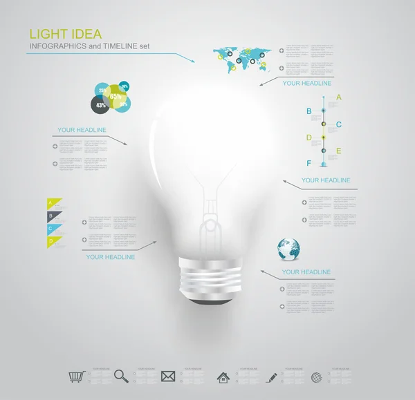 Bombilla creativa con iconos de aplicación . — Archivo Imágenes Vectoriales