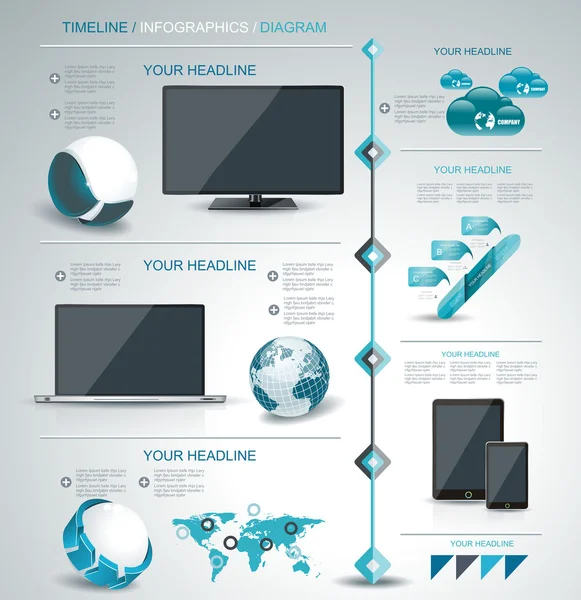 Modern infographic, idővonal, mobil vásárlás koncepció. — Stock Vector