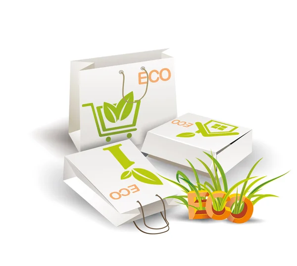 Eco product. Eco-verpakking. — Stockvector