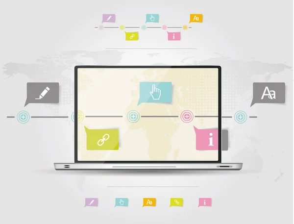 Modelo de design infográfico com mapa do mundo — Vetor de Stock