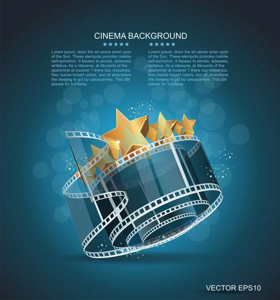 Film strip roll with gold star. Vector cinema background. — Stock Vector