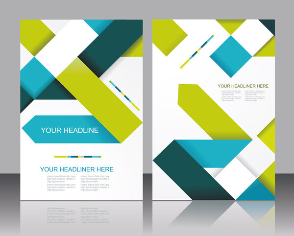 Vector brochure template design with cubes and arrows elements. 