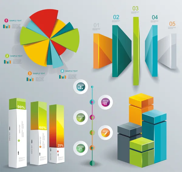 Conjunto de infográficos modernos. Desenho de diagrama e linha do tempo. Vetor — Vetor de Stock