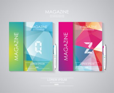 Magazine cover set with pattern of geometric shapes clipart