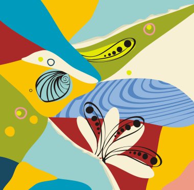 Geometrik basit şekilli soyut vektör şablon tasarımı.