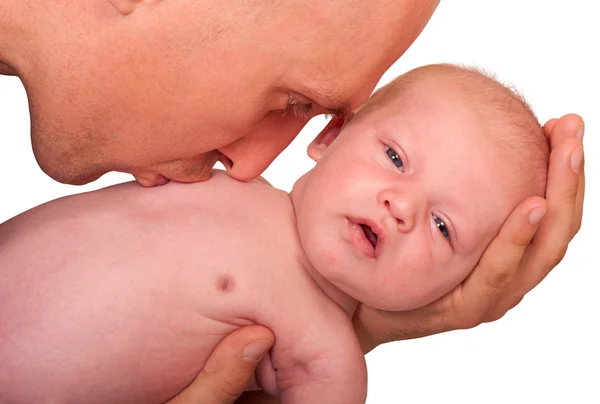 Father kissing little son — Stock Photo, Image