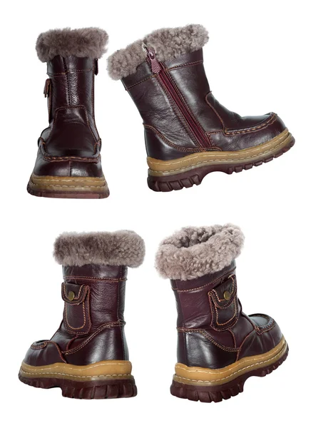 Collage of children's winter boots — Stock Photo, Image