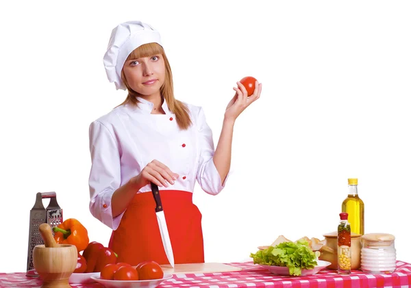 有吸引力的女人做饭 — 图库照片