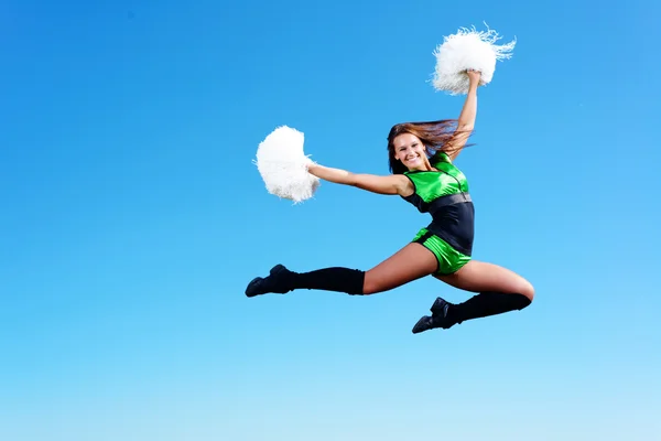 Cheerleader girl jumping — Stock Photo, Image