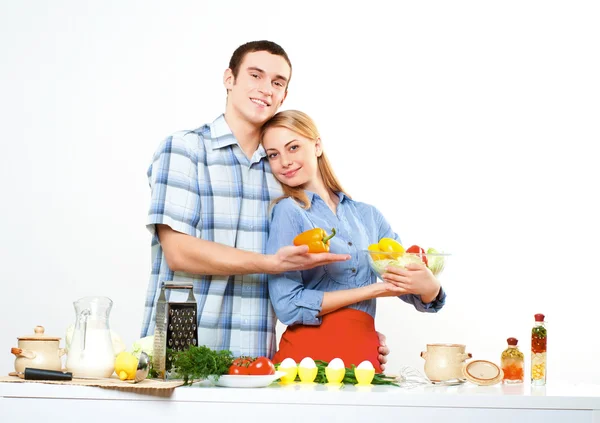 Coppia di cucina insieme — Foto Stock