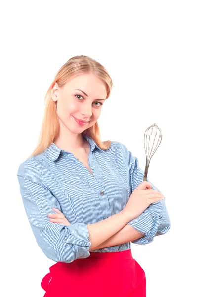 Retrato de uma mulher bonita com um shaker — Fotografia de Stock