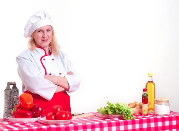 Mujer atractiva cocina — Foto de Stock