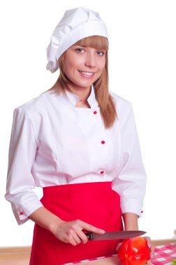 aantrekkelijke vrouw koken